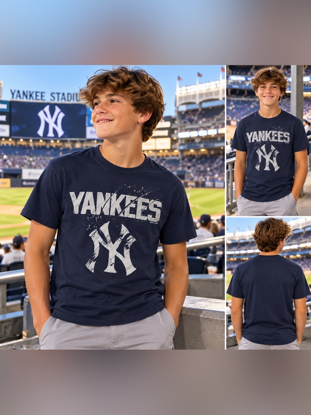 MLB Yankees Navy Graphic Tee with White Logo